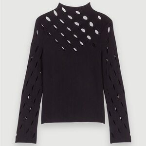 Maje Black Openwork Knit Top
